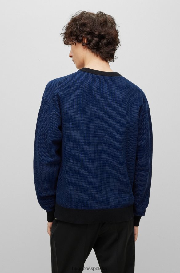 Hugo Boss sweter z bawełny organicznej z logo w kolorze ciemnoniebieskim hugo ciemny niebieski R0X0H64243