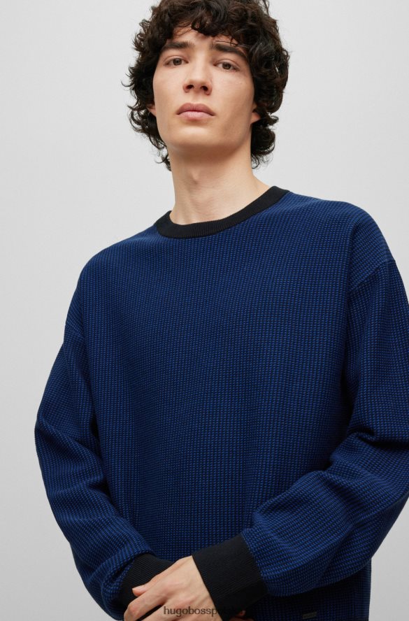 Hugo Boss sweter z bawełny organicznej z logo w kolorze ciemnoniebieskim hugo ciemny niebieski R0X0H64243