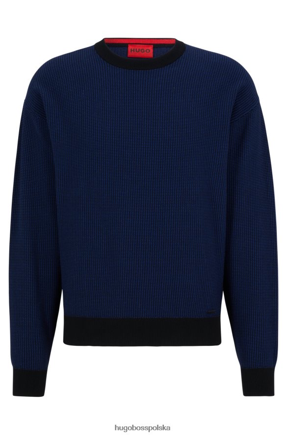 Hugo Boss sweter z bawełny organicznej z logo w kolorze ciemnoniebieskim hugo ciemny niebieski R0X0H64243