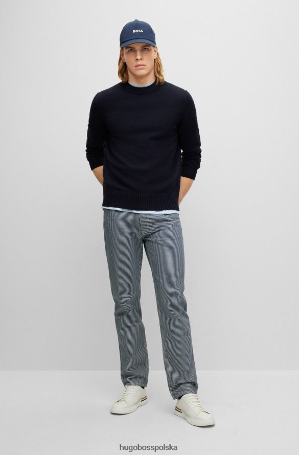 Hugo Boss sweter z okrągłym dekoltem, wykonany z ciemnoniebieskiej mieszanki wełny hugo z domieszką dziewiczej wełny ciemny niebieski R0X0H63569