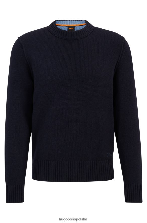 Hugo Boss sweter z okrągłym dekoltem, wykonany z ciemnoniebieskiej mieszanki wełny hugo z domieszką dziewiczej wełny ciemny niebieski R0X0H63569
