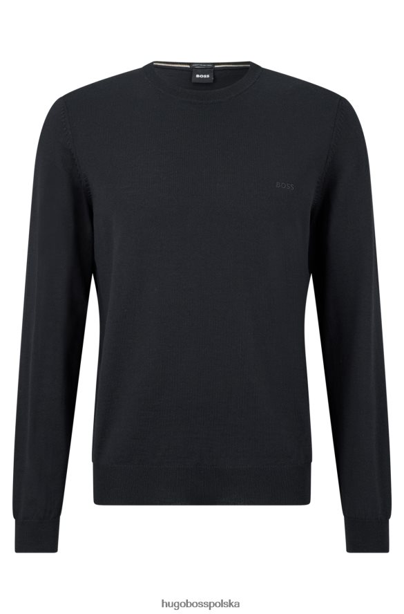Hugo Boss sweter z wyszytym logo, wykonany z odpowiedzialnej wełny, w kolorze czarnym hugo czarny R0X0H61644