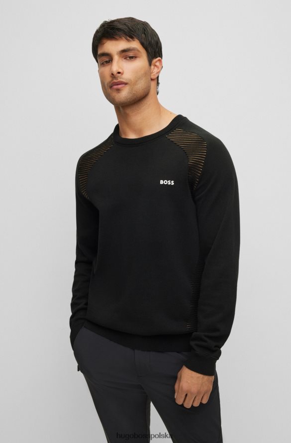 Hugo Boss sweterek z bawełny organicznej w dwukolorowe paski czarny hugo czarny R0X0H62142
