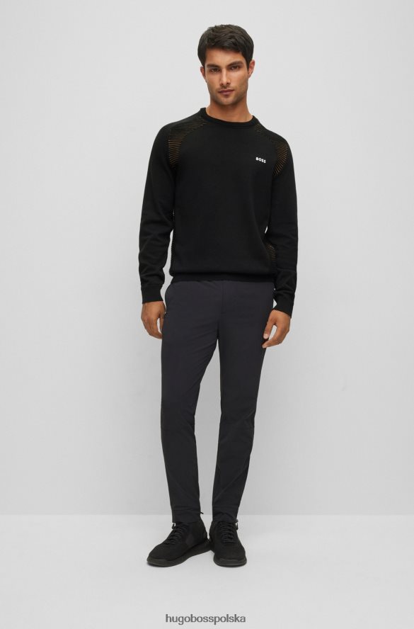 Hugo Boss sweterek z bawełny organicznej w dwukolorowe paski czarny hugo czarny R0X0H62142