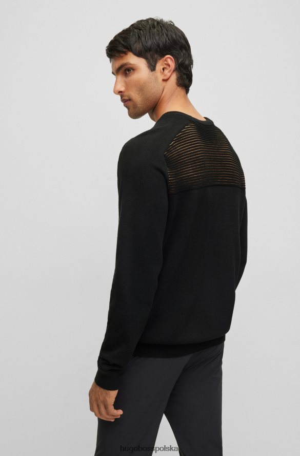 Hugo Boss sweterek z bawełny organicznej w dwukolorowe paski czarny hugo czarny R0X0H62142