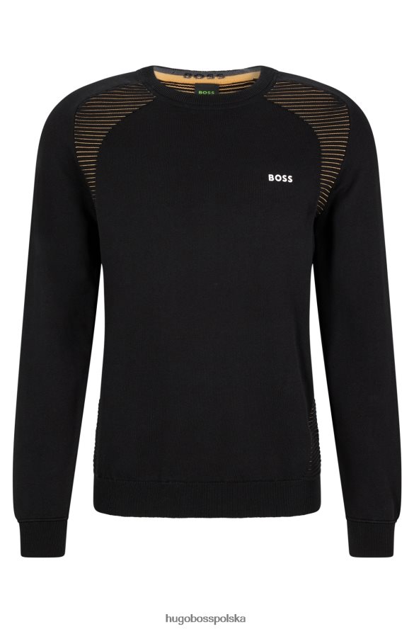Hugo Boss sweterek z bawełny organicznej w dwukolorowe paski czarny hugo czarny R0X0H62142