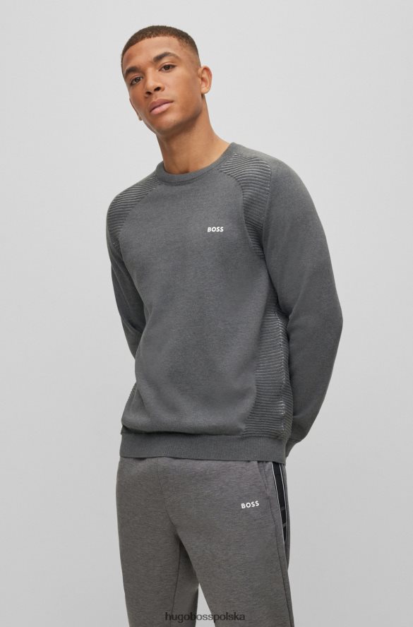 Hugo Boss sweterek z bawełny organicznej w dwukolorowe paski w kolorze szarym hugo szary R0X0H62148