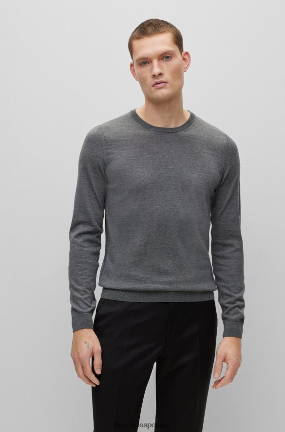 Hugo Boss szary, dopasowany sweter z dziewiczej wełny hugo szary R0X0H62598