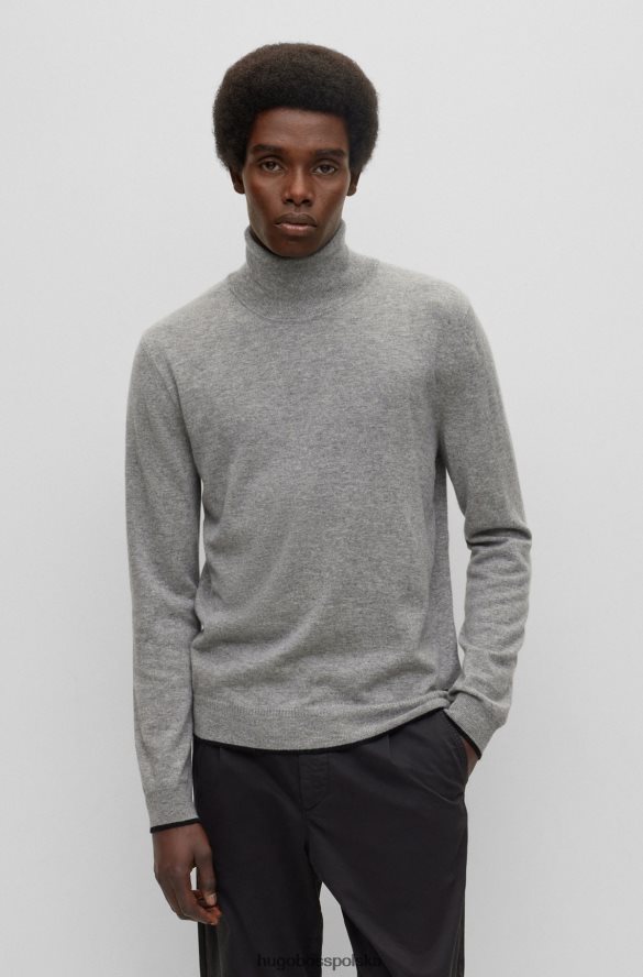 Hugo Boss szary sweter hugo o regularnym kroju z odpowiedzialnego włoskiego kaszmiru szary R0X0H64393