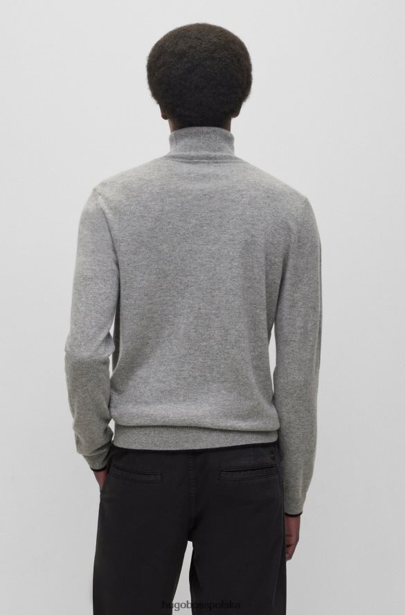 Hugo Boss szary sweter hugo o regularnym kroju z odpowiedzialnego włoskiego kaszmiru szary R0X0H64393
