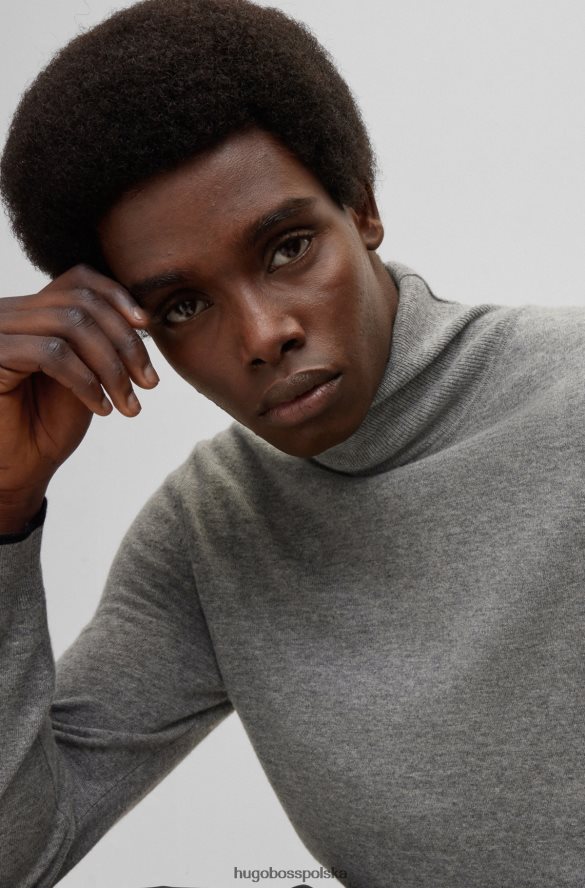 Hugo Boss szary sweter hugo o regularnym kroju z odpowiedzialnego włoskiego kaszmiru szary R0X0H64393