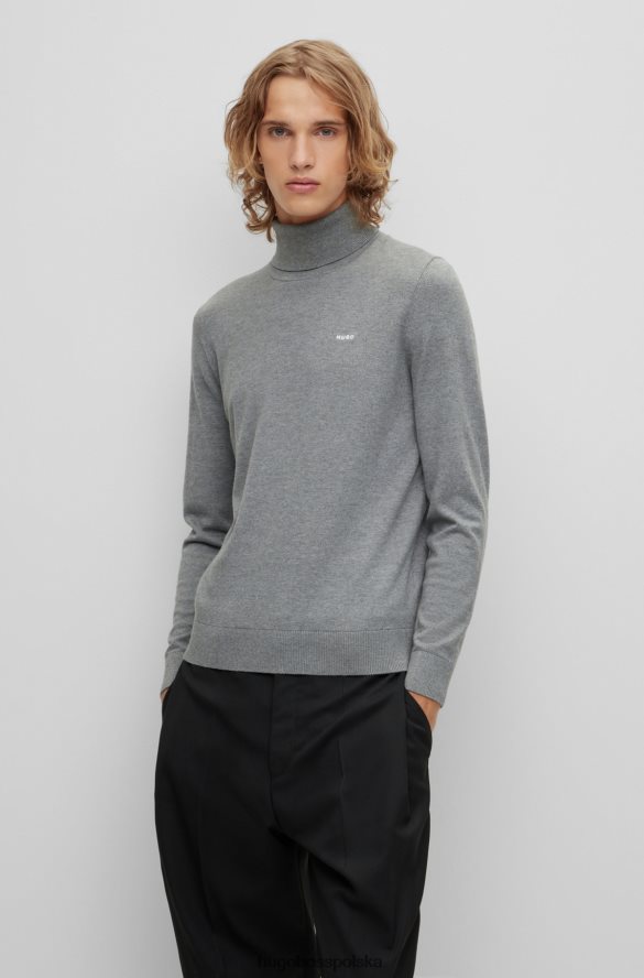 Hugo Boss szary sweter z mieszanki bawełny z logo hugo na piersi szary R0X0H61669