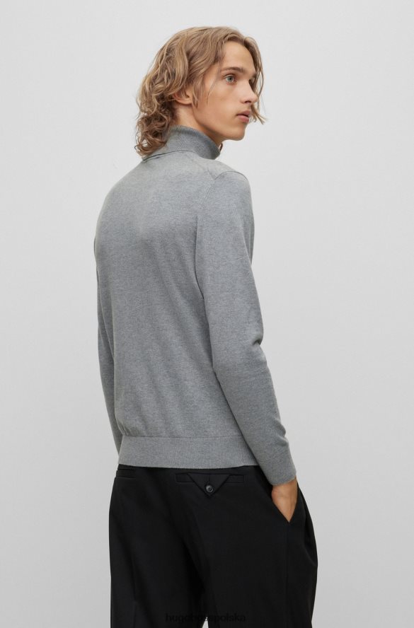 Hugo Boss szary sweter z mieszanki bawełny z logo hugo na piersi szary R0X0H61669