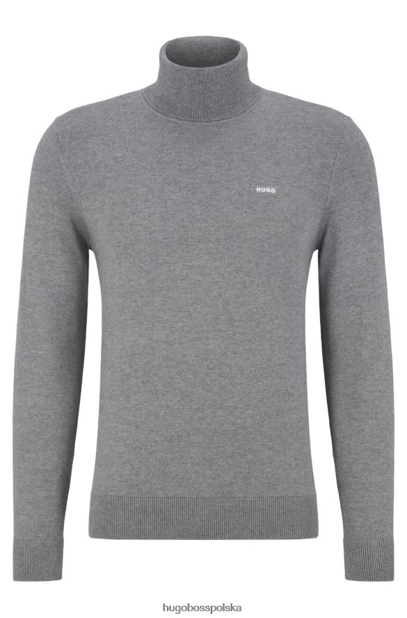 Hugo Boss szary sweter z mieszanki bawełny z logo hugo na piersi szary R0X0H61669