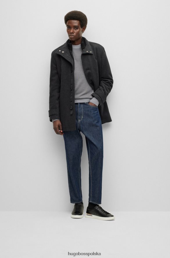 Hugo Boss szary sweter z okrągłym dekoltem z dzianiny żakardowej hugo szary R0X0H61464
