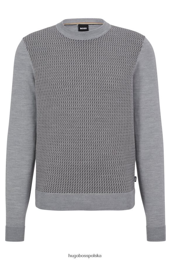 Hugo Boss szary sweter z okrągłym dekoltem z dzianiny żakardowej hugo szary R0X0H61464