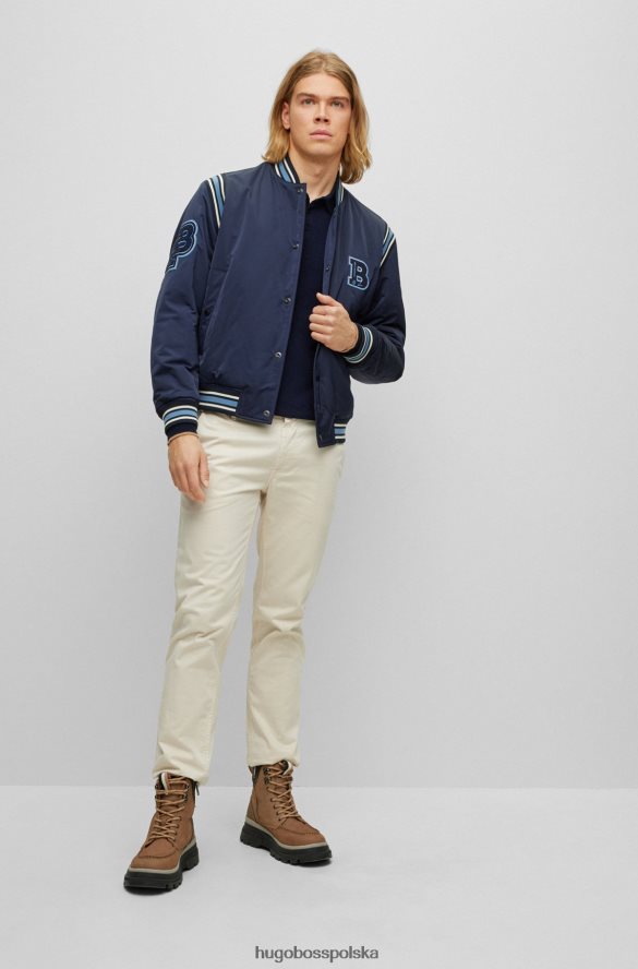 Hugo Boss włosko-kaszmirowy sweterek z kołnierzykiem polo hugo ciemnoniebieski ciemny niebieski R0X0H64442