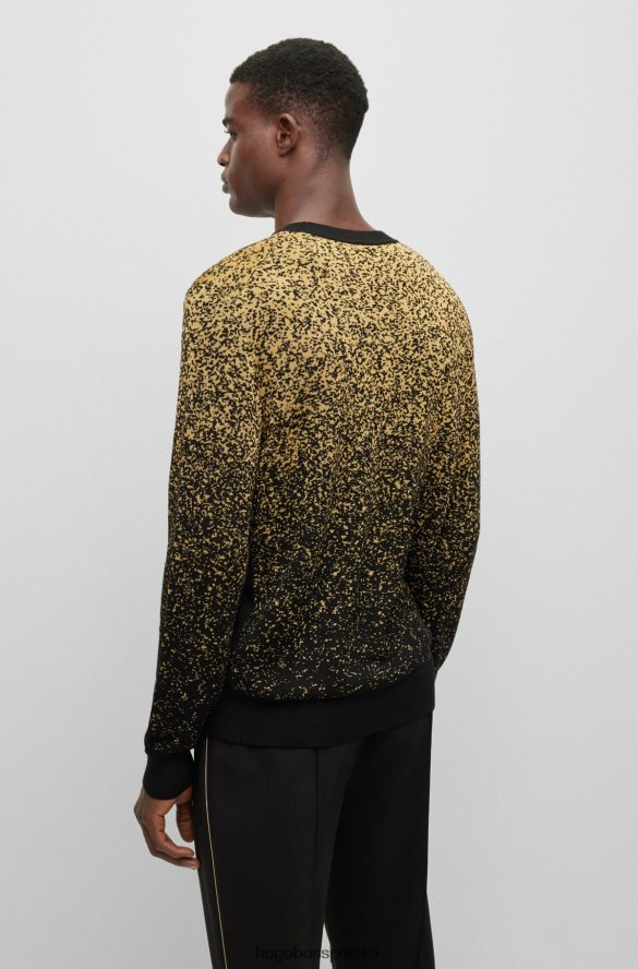 Hugo Boss wzorzysty sweter o regularnym kroju z czarno-złotym wzorem hugo wzorzyste R0X0H61510