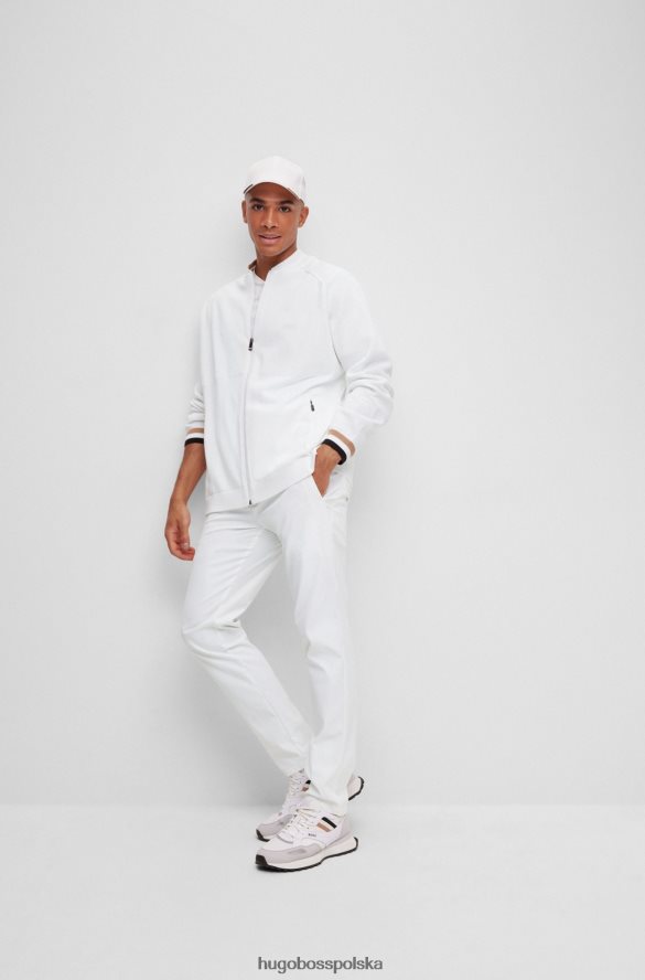 Hugo Boss x Matteo Berrettini, zapinana na zamek, bawełniana kurtka z dzianiny z detalami w paski biały R0X0H61854