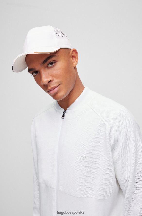 Hugo Boss x Matteo Berrettini, zapinana na zamek, bawełniana kurtka z dzianiny z detalami w paski biały R0X0H61854