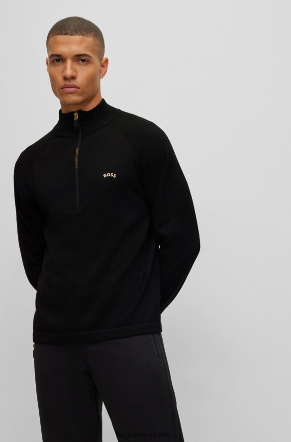 Hugo Boss x ajbxng Sweter o regularnym kroju, zapinany na zamek i ozdobiony wspólnym brandingiem czarny R0X0H63417