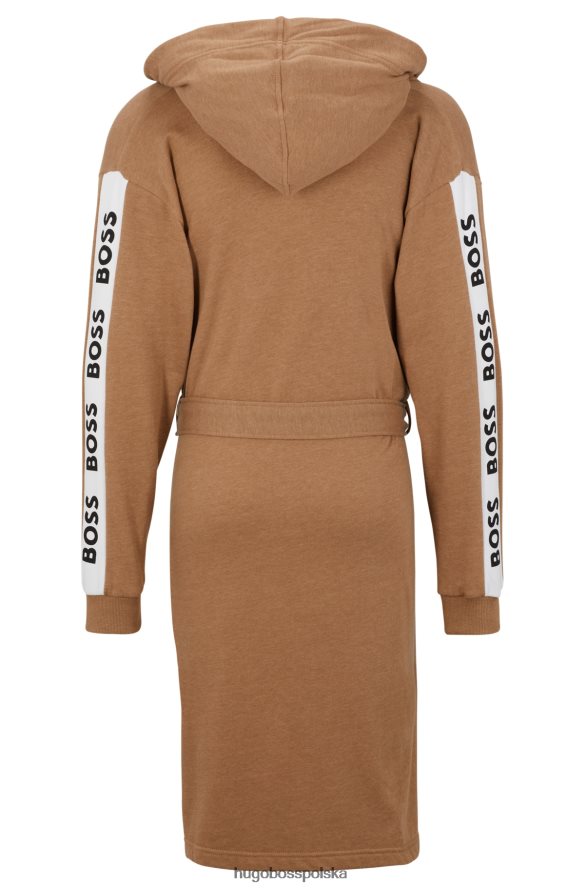 Hugo Boss Beżowy szlafrok hugo melange z kapturem i rękawami z logo beżowy R0X0H64107
