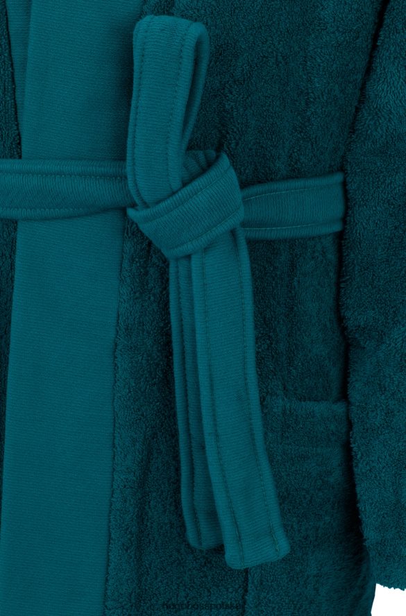 Hugo Boss Ciemnozielony szlafrok z egipskiej bawełny Hugo z markowymi szalowymi klapami ciemnozielony R0X0H63695