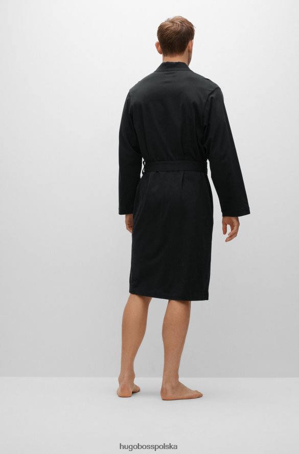 Hugo Boss Czarny szlafrok z bawełnianego jerseyu Hugo z zarysowanym logo czarny R0X0H63235