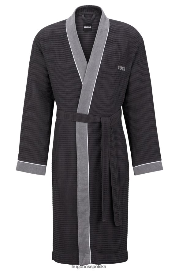 Hugo Boss Szlafrok hugo z bawełny o strukturze plastra miodu w kolorze ciemnoszarym ciemno szary R0X0H63795
