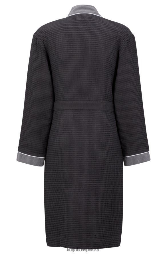 Hugo Boss Szlafrok hugo z bawełny o strukturze plastra miodu w kolorze ciemnoszarym ciemno szary R0X0H63795