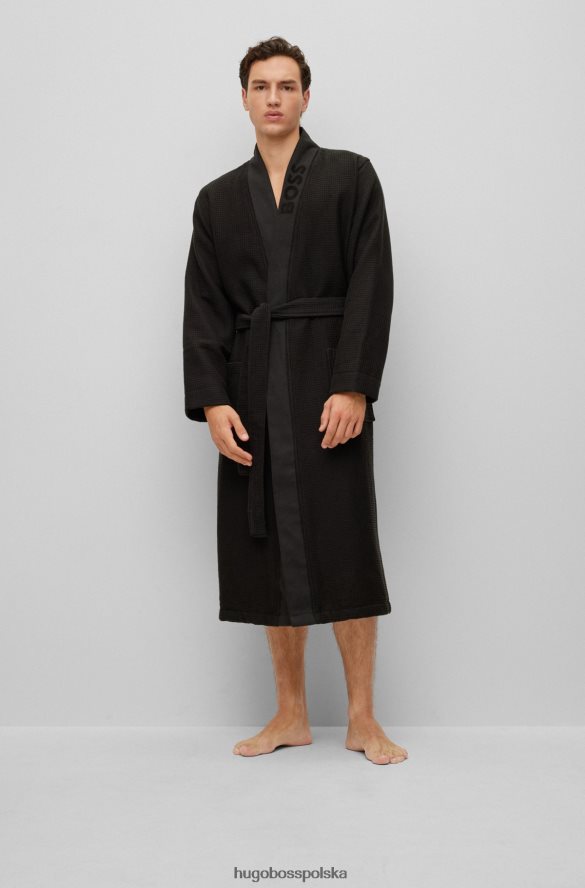 Hugo Boss Szlafrok o strukturze wafla z logo emed czarny R0X0H62103
