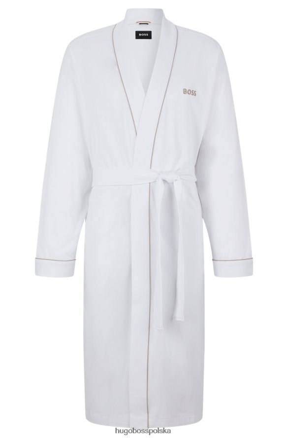 Hugo Boss Szlafrok z bawełnianego jerseyu z haftowanym logo w kolorze białym hugo biały R0X0H64551