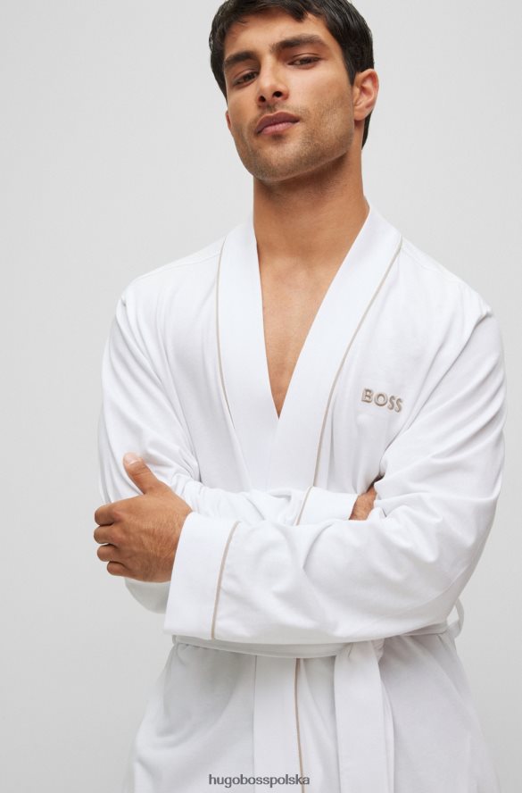 Hugo Boss Szlafrok z bawełnianego jerseyu z haftowanym logo w kolorze białym hugo biały R0X0H64551
