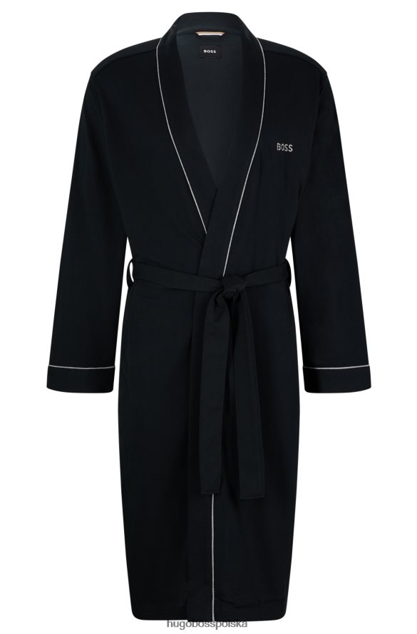 Hugo Boss Szlafrok z bawełnianego jerseyu z logo i lamówką hugo czarny czarny R0X0H61465