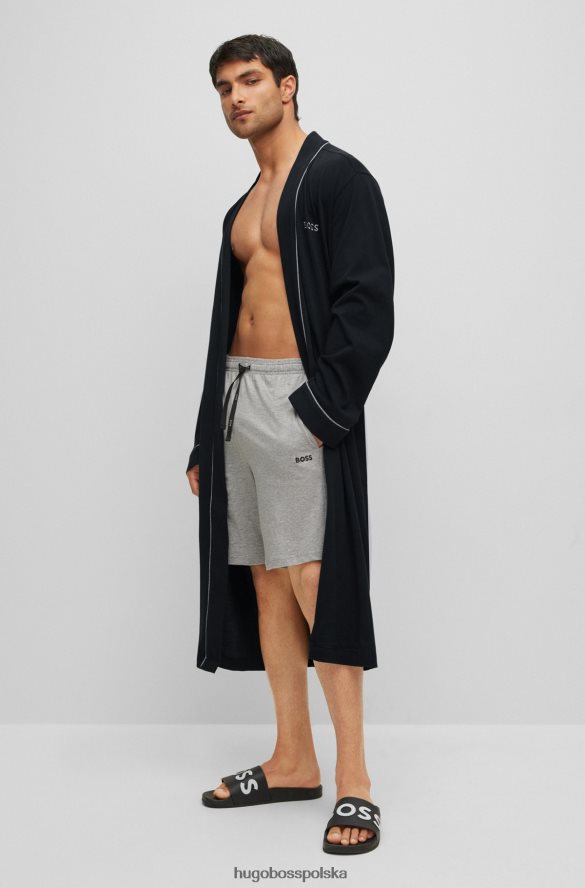 Hugo Boss Szlafrok z bawełnianego jerseyu z logo i lamówką hugo czarny czarny R0X0H61465