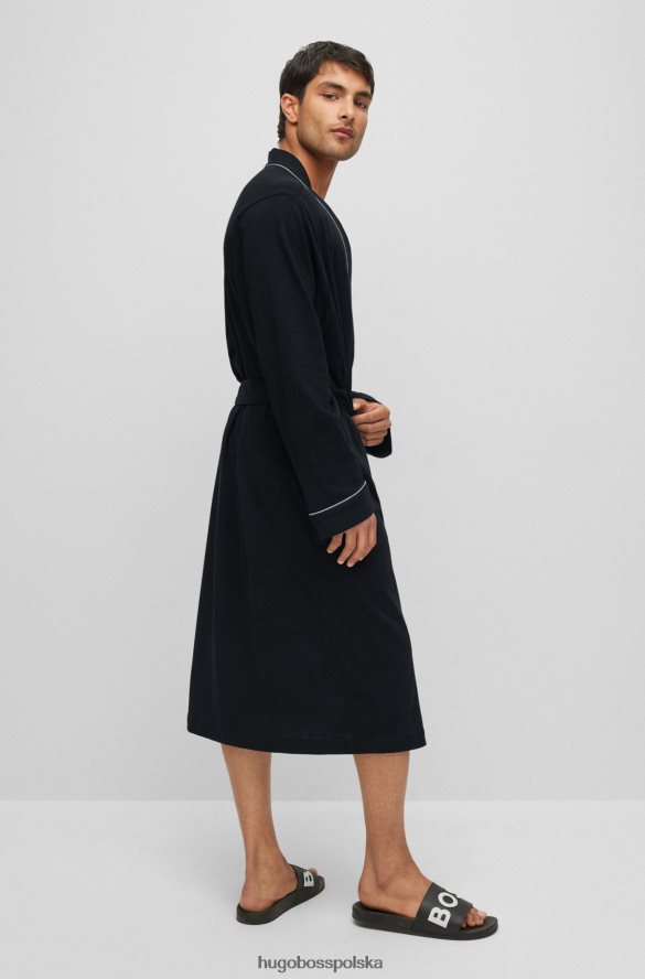 Hugo Boss Szlafrok z bawełnianego jerseyu z logo i lamówką hugo czarny czarny R0X0H61465