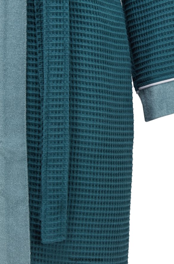 Hugo Boss Szlafrok z bawełny o strukturze plastra miodu w kolorze ciemnoniebieskim hugo ciemny niebieski R0X0H63796