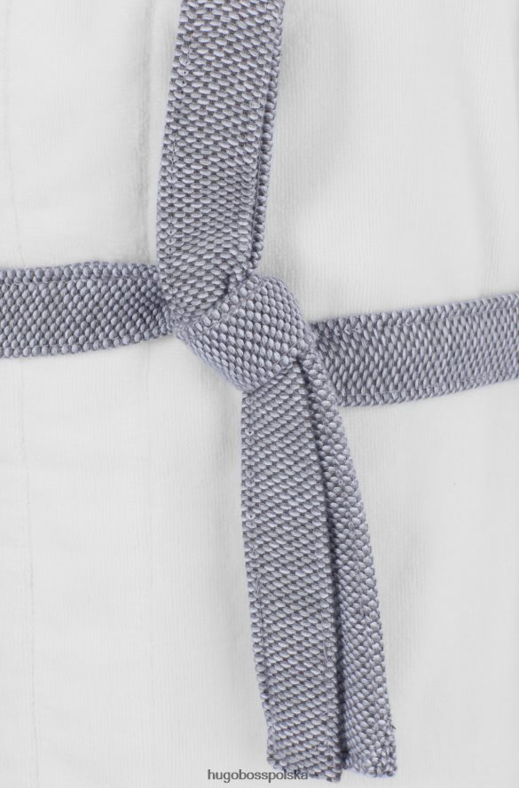Hugo Boss bawełniany aksamitny szlafrok z teksturowaną bawełną kontrastuje z białym hugo biały R0X0H64465