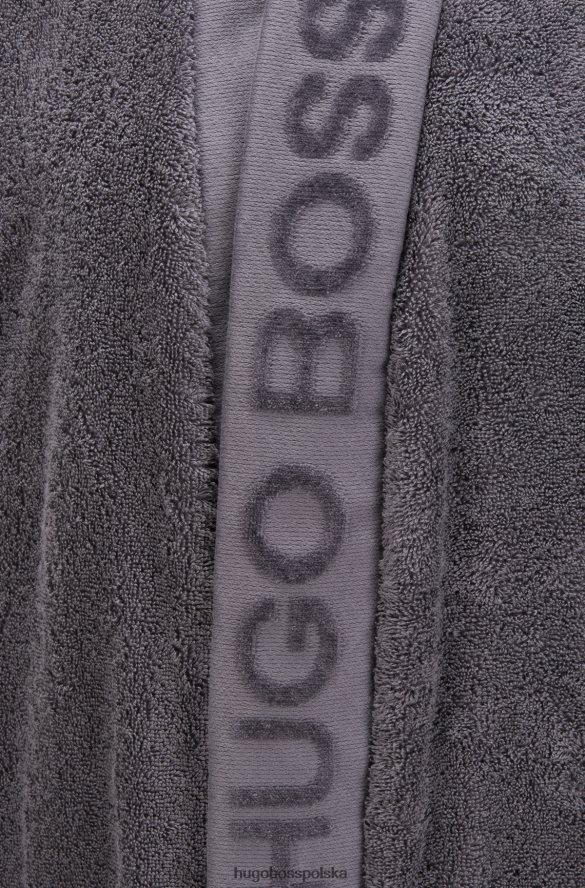 Hugo Boss ciemnoszary szlafrok z egipskiej bawełny z markowymi szalowymi klapami hugo ciemno szary R0X0H63698