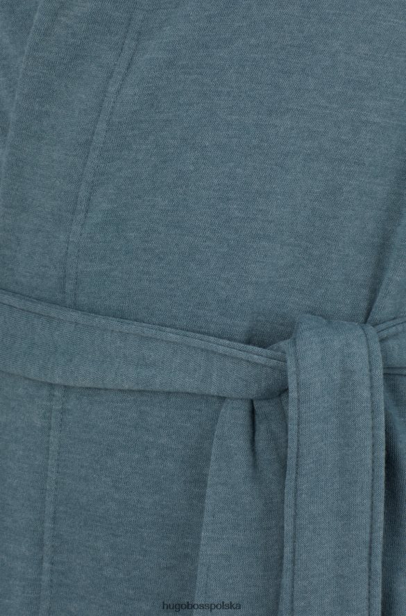 Hugo Boss melanżowy szlafrok z kapturem i logo na rękawach hugo ciemnoniebieski ciemny niebieski R0X0H64529